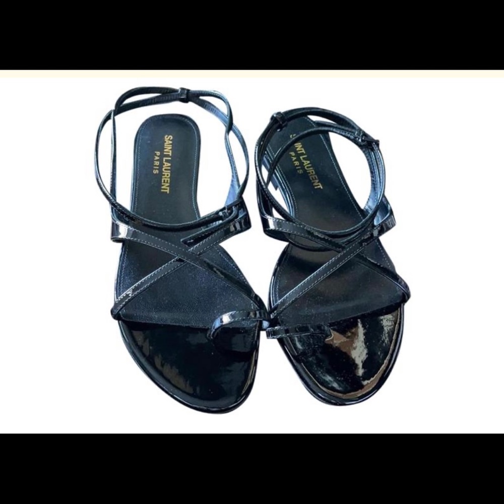 Saint Laurent Black Leather GIA Open Sandals